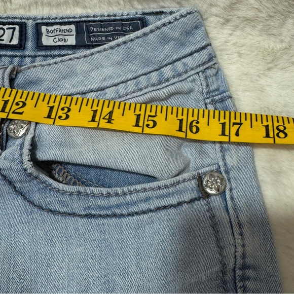 MISS ME BOYFRIEND CAPRI Women’s Distressed Straight Leg  Zipper JEANS SIZE 27 - Picture 13 of 16